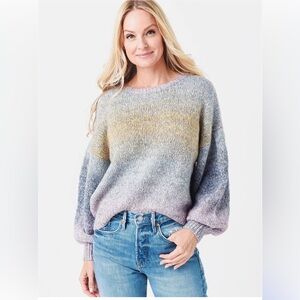 Z Supply Gradient Knit Sweater - Gray, Yellow, Purple